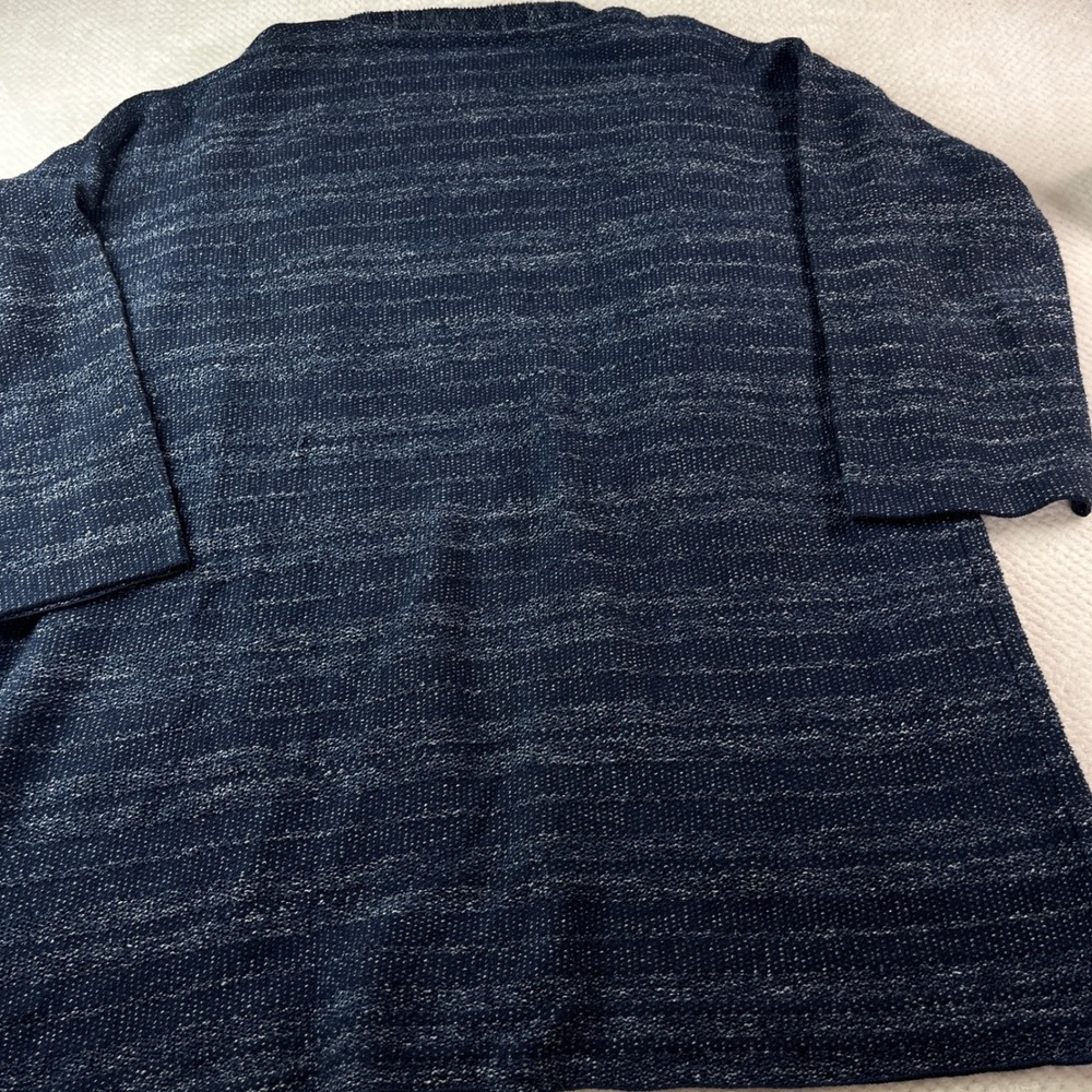 EILEEN FISHER Blue Speckled Knit Open Front Cardigan Sweater L G - Picture 3 of 8
